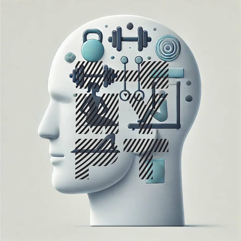 A symbolic representation of 'Thinking Fitness'—a person meditating in workout attire with glowing brain imagery, highlighting the connection between exercise, mental clarity, and ADHD management.